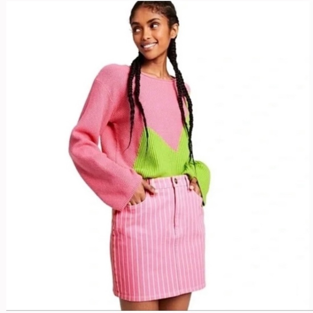 NWT Victor Glemaud X Target Stripe Aurora Pink Skirt - Picture 1 of 9